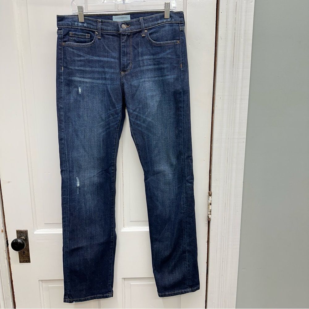 Banana Republic Premium Denim dark wash dressy straight leg jeans women's 30